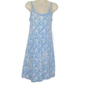 Sweet Secret Blue Peace Sign Print Ribbed Tank Dress